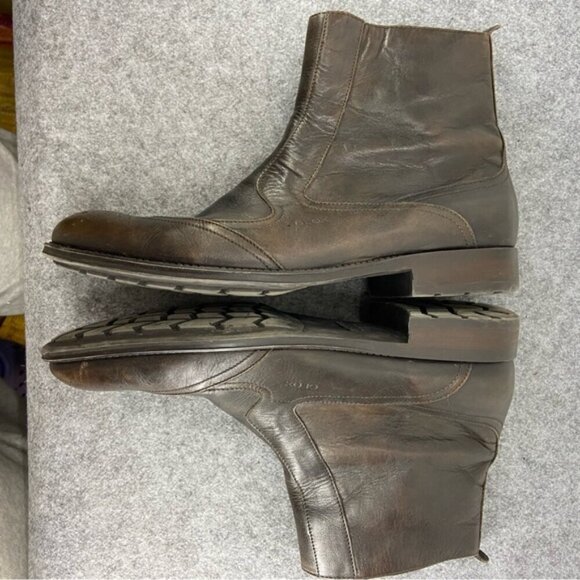 Geox Men’s Brown Leather Western Dress Shoe Ankle Boot Size 43.5 or US 10-10.5 - Picture 7 of 12